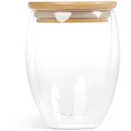 Okiyo Moco Glass & Bamboo Double-Wall Cup Front